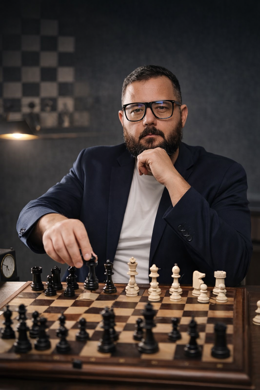 Jônatas Manhães em um tabuleiro de xadrez